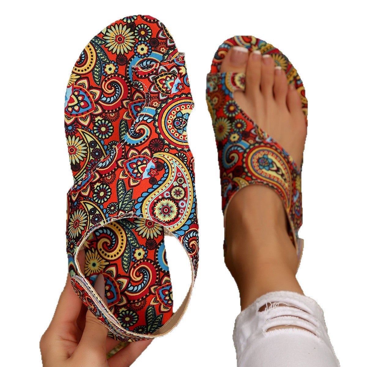 Damen modische Sandalen mit floralem Muster und komfortablem Fußbett R&B