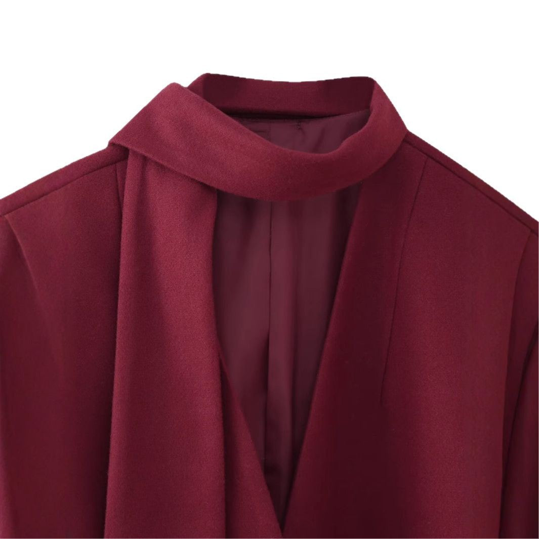 Damen elegante Blazerjacke mit schickem Schal R&B