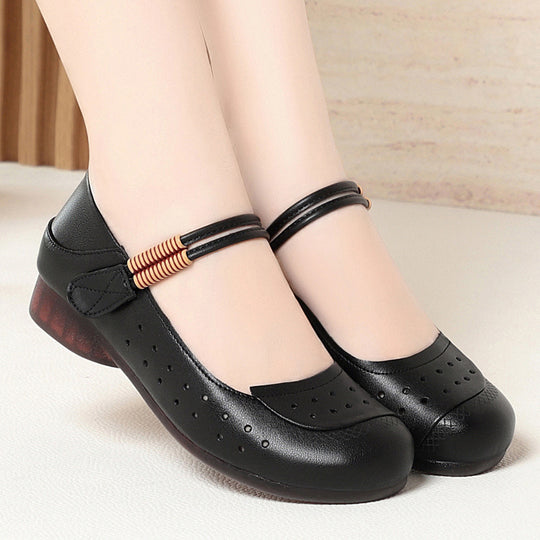 Damen atmungsaktive und bequeme Mary Jane Ballerinas mit elastischem Riemen R&B
