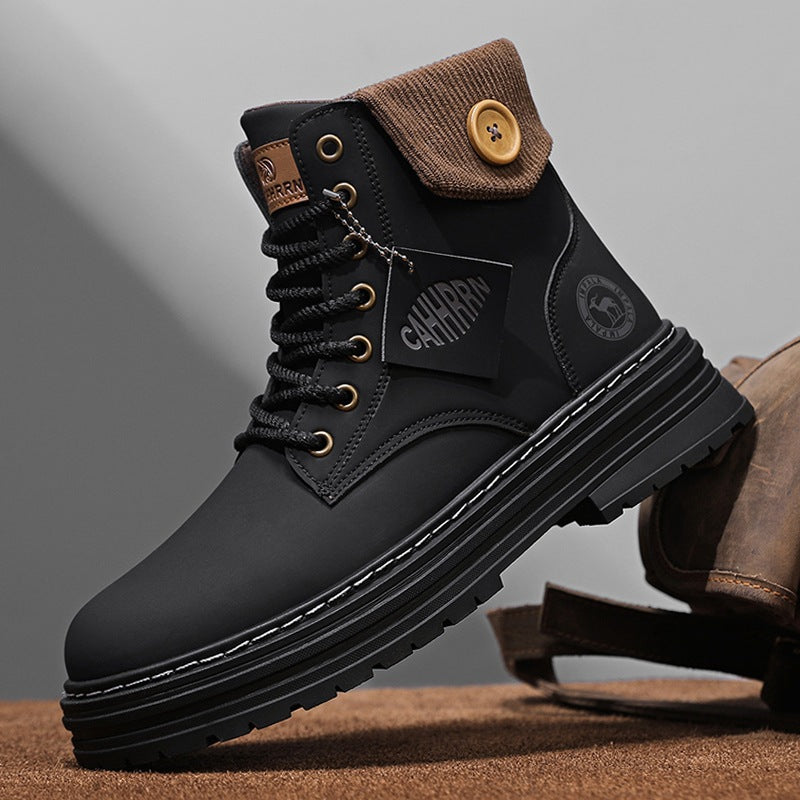 Damen Winterstiefel mit doppeltem Knopfverschluss und gepolstertem Kragen R&B