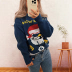 Damen festlicher Strickpullover mit Weihnachtsmotiv R&B