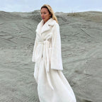 Damen Eleganter, gefütterter Wintermantel mit breitem Revers R&B