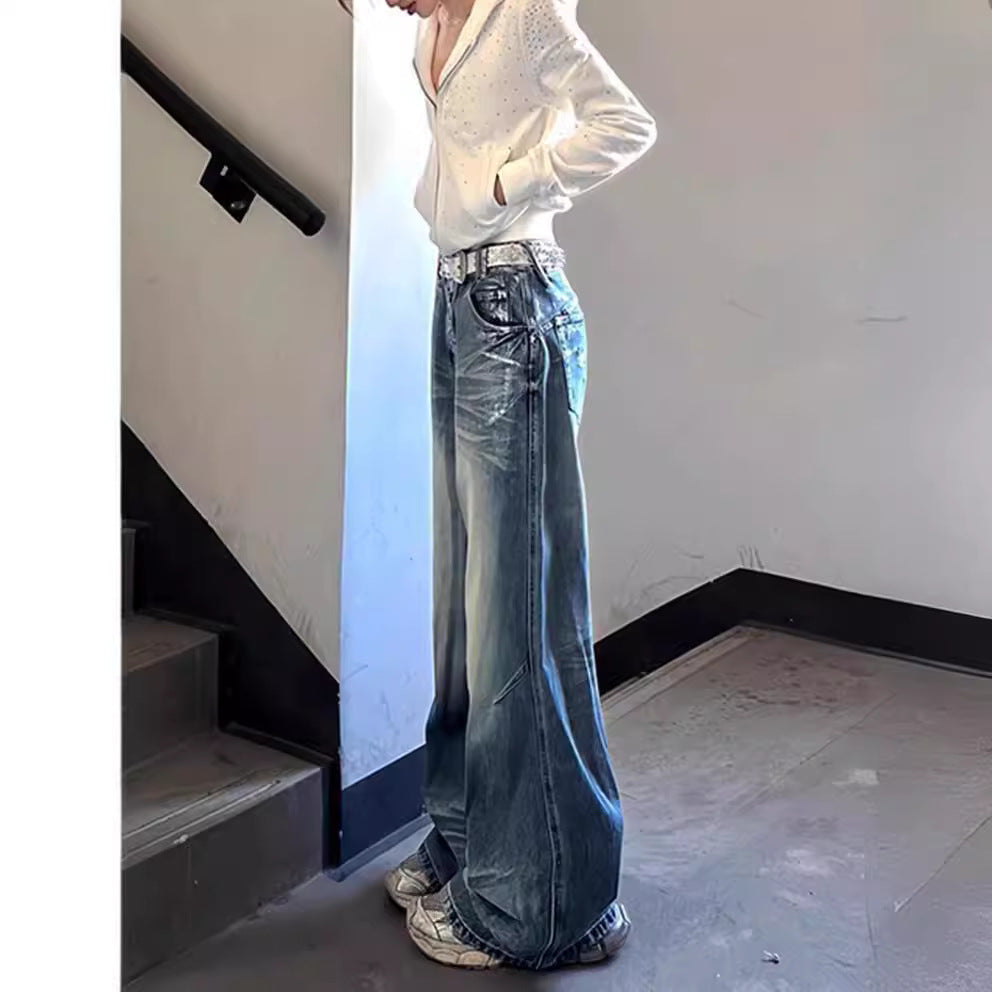 Damen Weite Jeans mit ausgefallenem Schnitt und modernem Design R&B