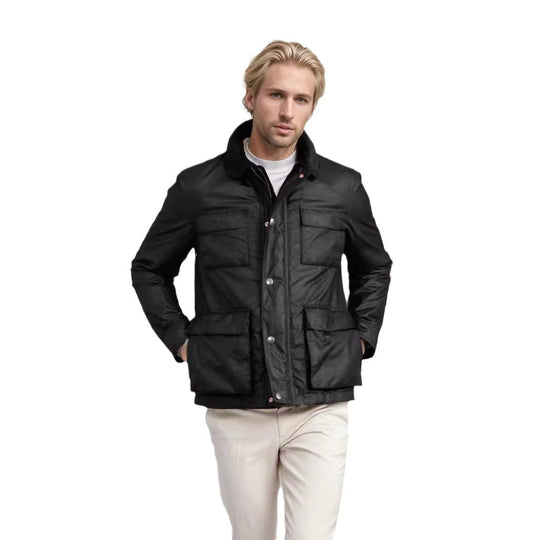 Herren funktionale Utility-Jacke mit warmem Fleece-Kragen und praktischen Taschen R&B