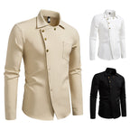 Herren elegantes Hemd mit asymmetrischem Knopfdesign R&B