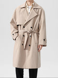 Herren Trenchcoat Khaki Herbstmantel Casual Slim Fit Koreanischer Style