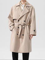 Herren Trenchcoat Khaki Herbstmantel Casual Slim Fit Koreanischer Style