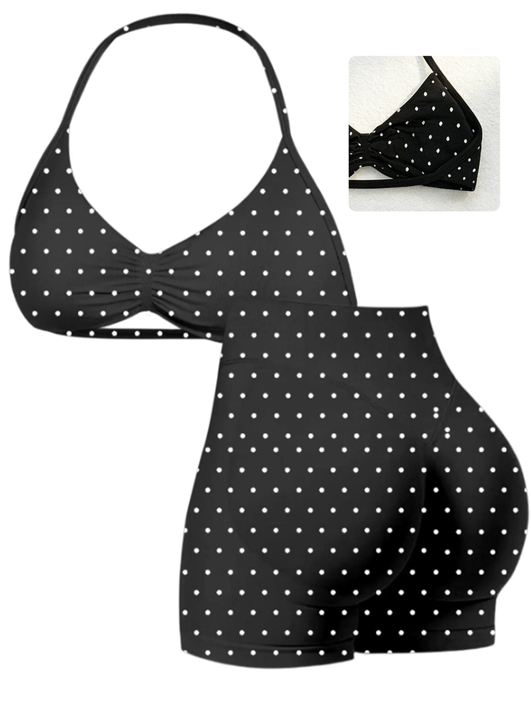 Damen Sport-Bikini-Oberteil mit hoch geschnittenen Shorts und nahtlosem Design R&B