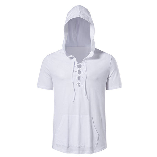Herren Kapuzen-T-Shirt mit kreativem Schnürdesign R&B