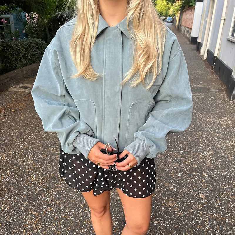 Damen Oversized Wildlederjacke