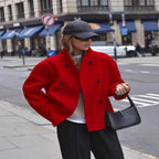 Damen Wolljacke mit doppelter Knopfleiste und weitem Schnitt R&B