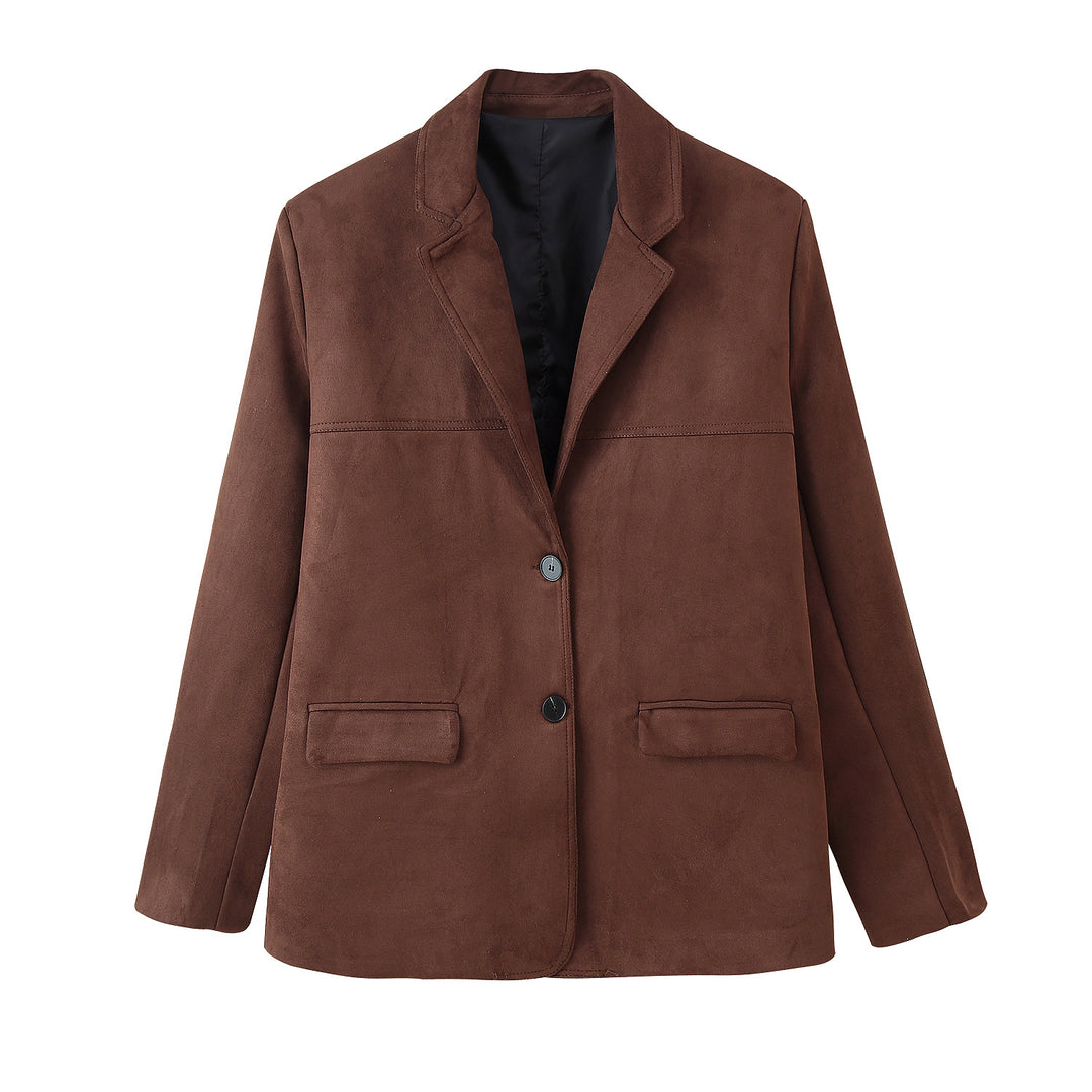 Damen modische Wildlederjacke mit elegantem Schnitt und praktischen Taschen R&B