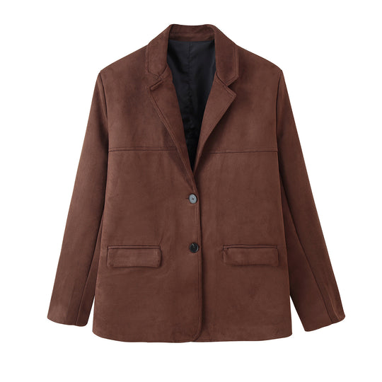 Damen modische Wildlederjacke mit elegantem Schnitt und praktischen Taschen R&B