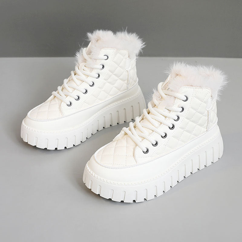 Damen Modische Winterstiefel mit kuscheligem Fellbesatz und rutschfester Sohle R&B
