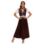 Damen nan langes Trachtenkleid im Dirndlstil mit Corsage-Schnürung und Spitzenbund R&B
