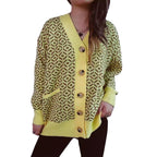 Damen Strickjacke mit geometrischem Muster und Knopfdetails R&B