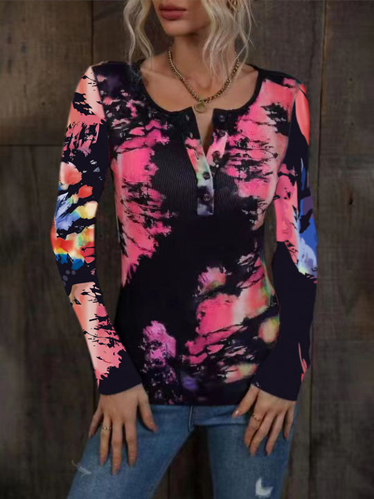Damen Langarmshirt mit buntem Farbverlauf R&B