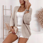 Damen leichte Strickjacke mit oversized Silhouette und tiefem V-Ausschnitt R&B