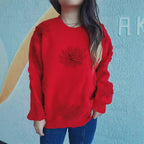 Damen Strickpullover mit romantischen Blumenapplikationen und weichem Material R&B