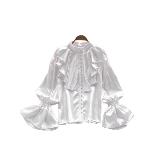 Damen Bluse mit Rüschen und Puffärmeln R&B