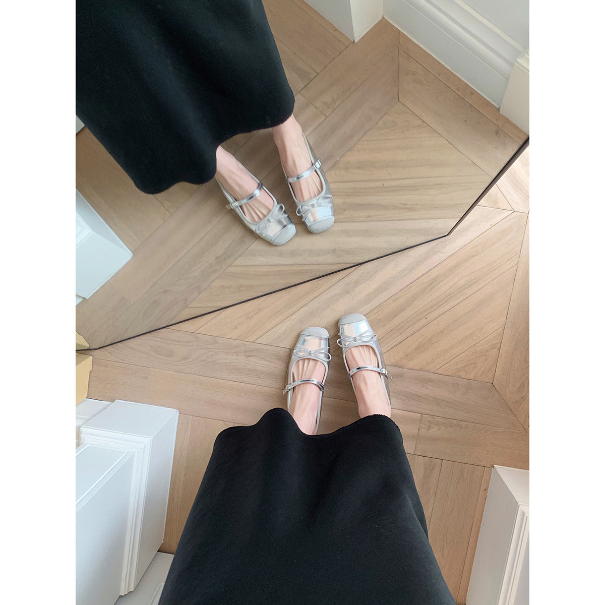 Damen Slingback Ballerinas mit dekorativem Schleifendetail