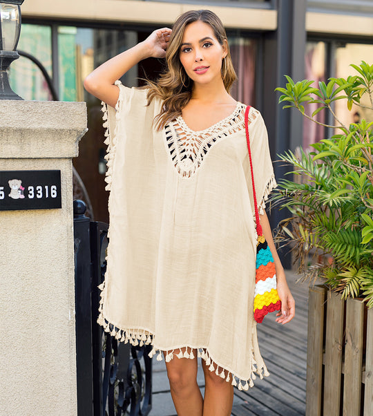Damen luftiger Kaftan mit Fransen R&B