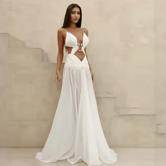Damen Maxikleid mit verspieltem Rüschendesign und elegantem Rückenausschnitt R&B