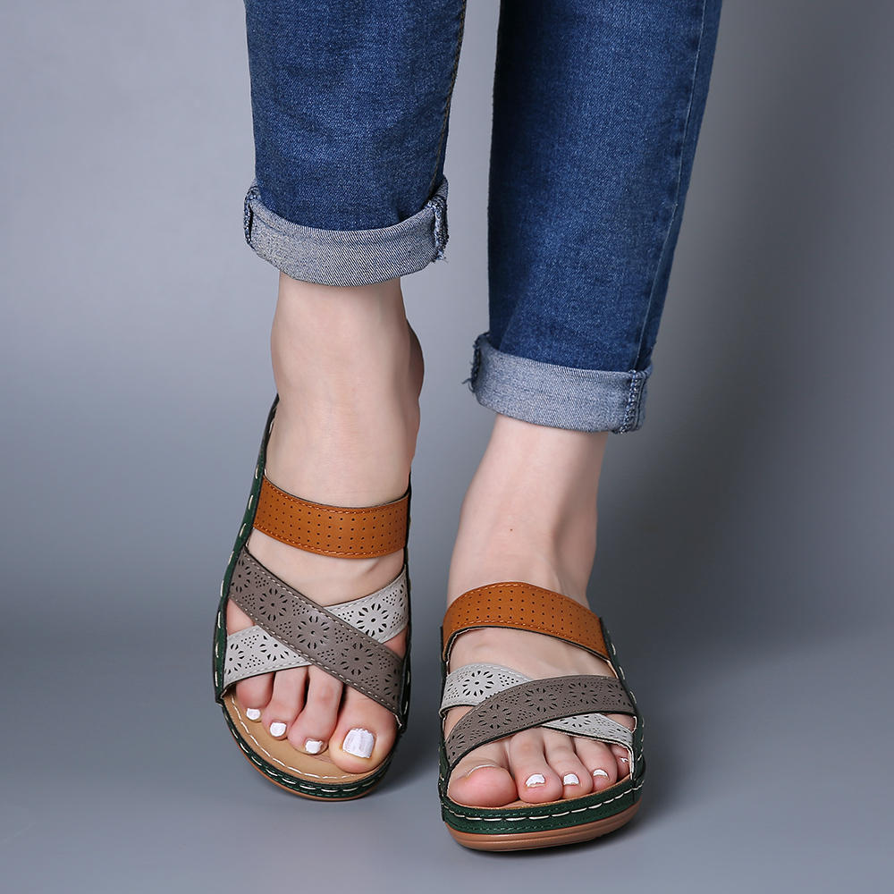 Damen Komfortable Wedge-Sandaletten mit modischem Schnitt und anatomischem Fußbett R&B