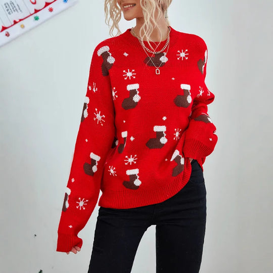 Damen kuscheliger Weihnachtspullover mit festlichem Motiv R&B