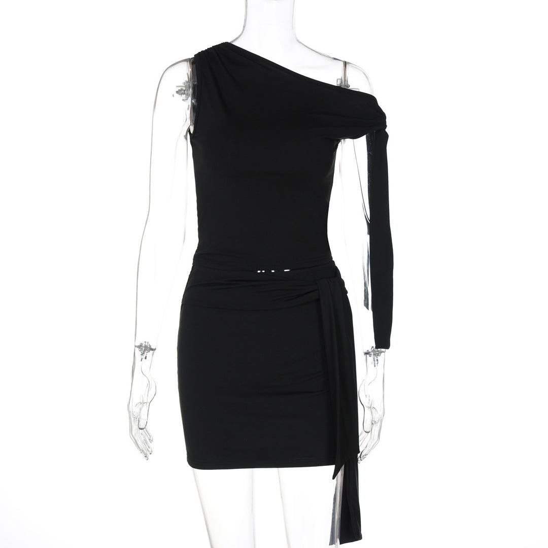 Damen One-Shoulder Mini-Kleid mit Raffung und elegantem Detail R&B