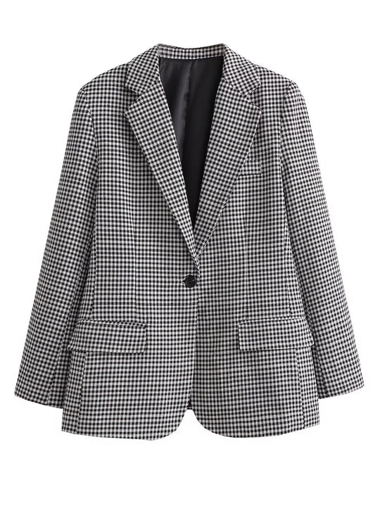 Damen taillierter Blazer mit elegantem Revers und praktischen Taschen R&B