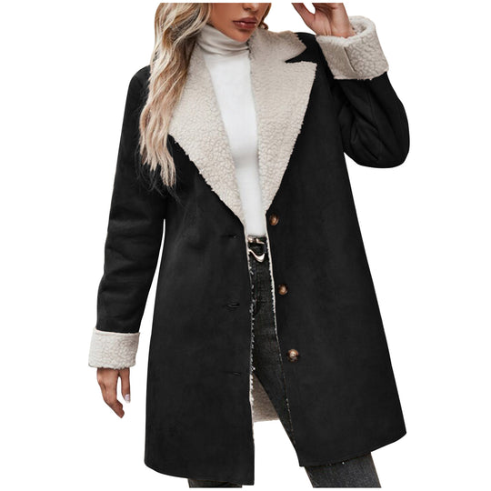 Damen kuscheliger Oversized-Mantel mit schickem Kragen R&B