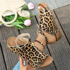 Damen Wedge-Sandaletten mit Leopardenmuster R&B
