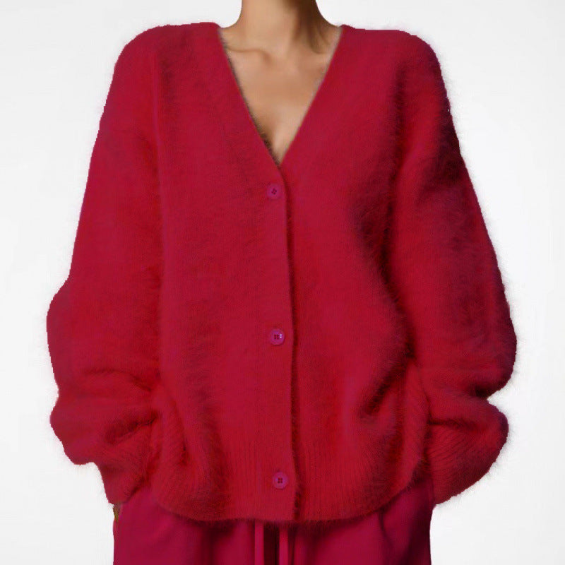 Damen Flauschiger Oversized Cardigan R&B