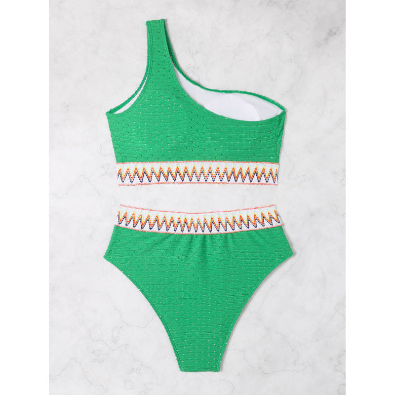 Damen Einseitiger Bikini mit hohem Beinausschnitt und modischem Wickeldetail R&B