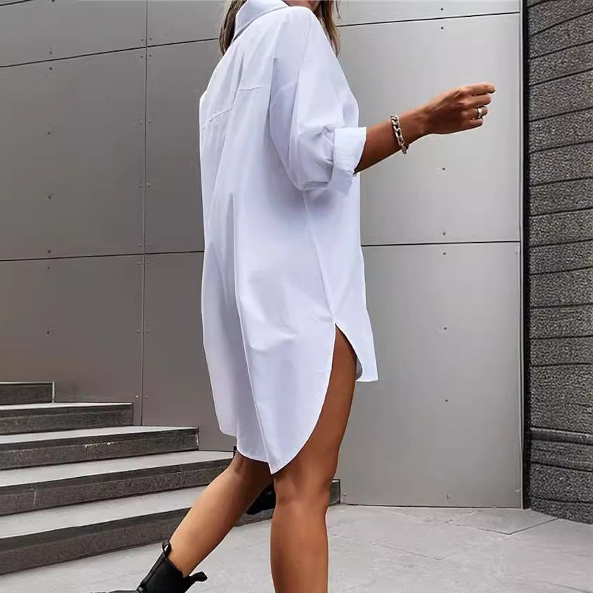 Damen chemisierter Oversized-Hemdblusenkleid R&B