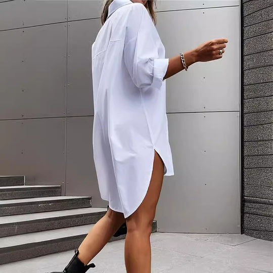 Damen chemisierter Oversized-Hemdblusenkleid R&B