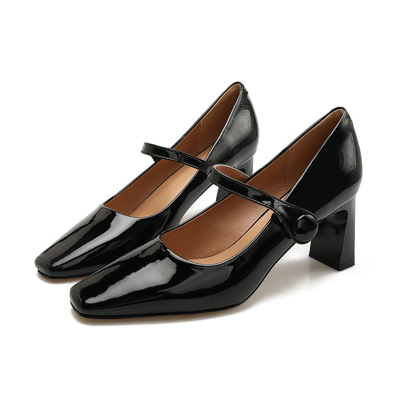 Damen elegante Pumps mit modischem Riemen und komfortablem Blockabsatz R&B