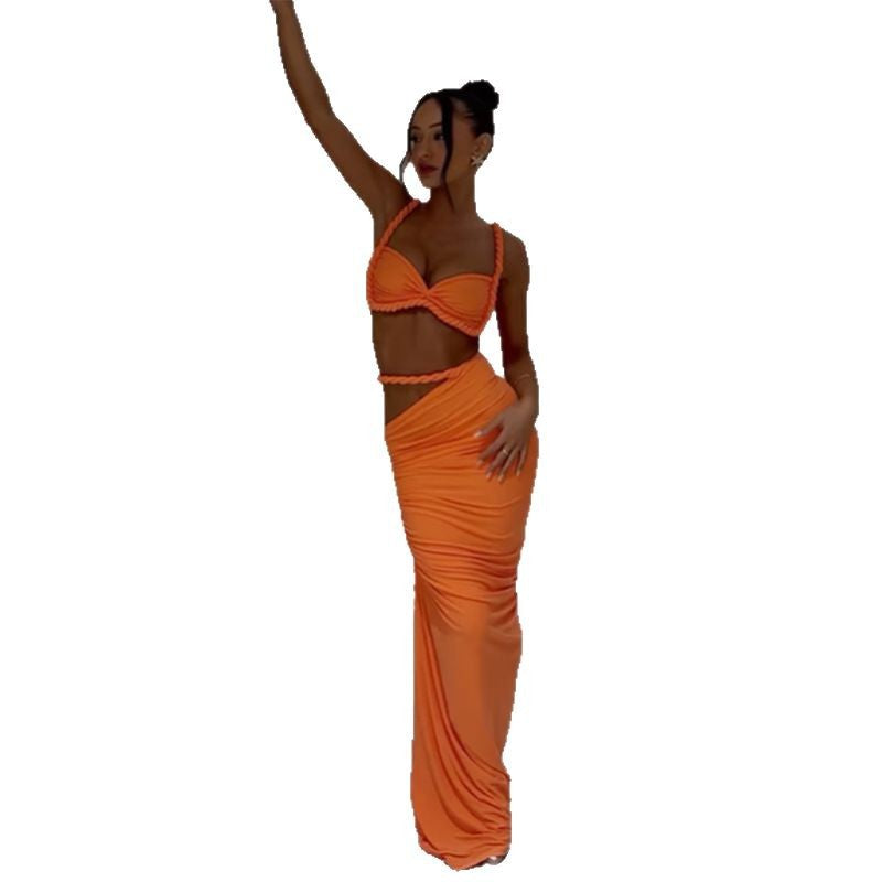 Damen Maxikleid mit raffiniertem Wickeldesign und zarten Spitzenakzenten R&B