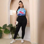 Damen lässiges Top mit modernen Cut-Outs und buntem Batik-Muster R&B