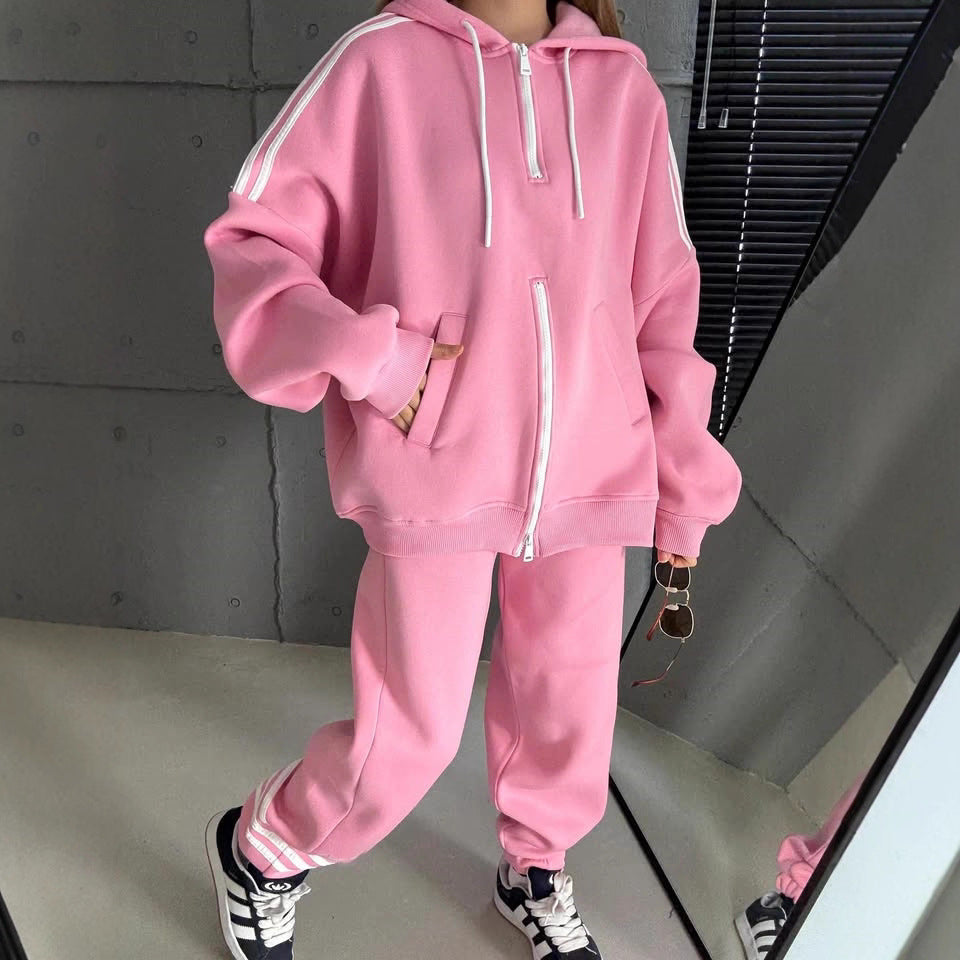 Damen Stylish Hoodie mit doppeltem Reißverschluss und lässigem Schnitt R&B