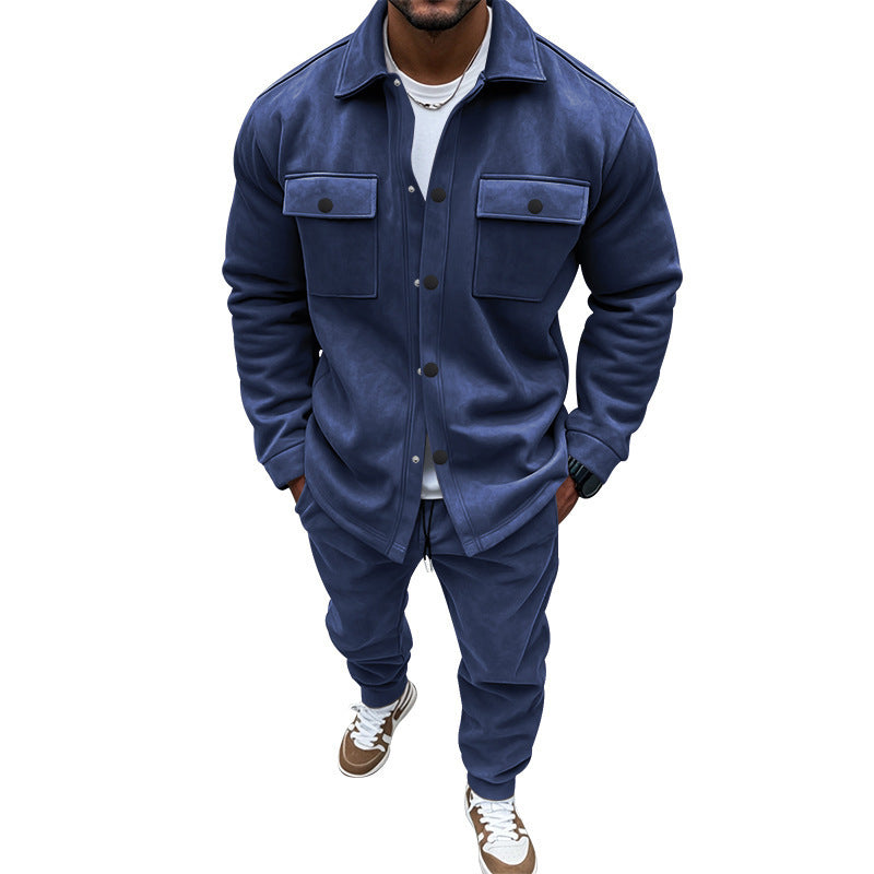 Herren nan utilitaristisches Sweat-Trainingsset mit Overshirt, Brustklappen und konisch geschnittener Joggerhose R&B