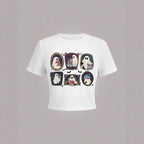 Damen Crop-T-Shirt mit verspieltem Geistermotiv R&B