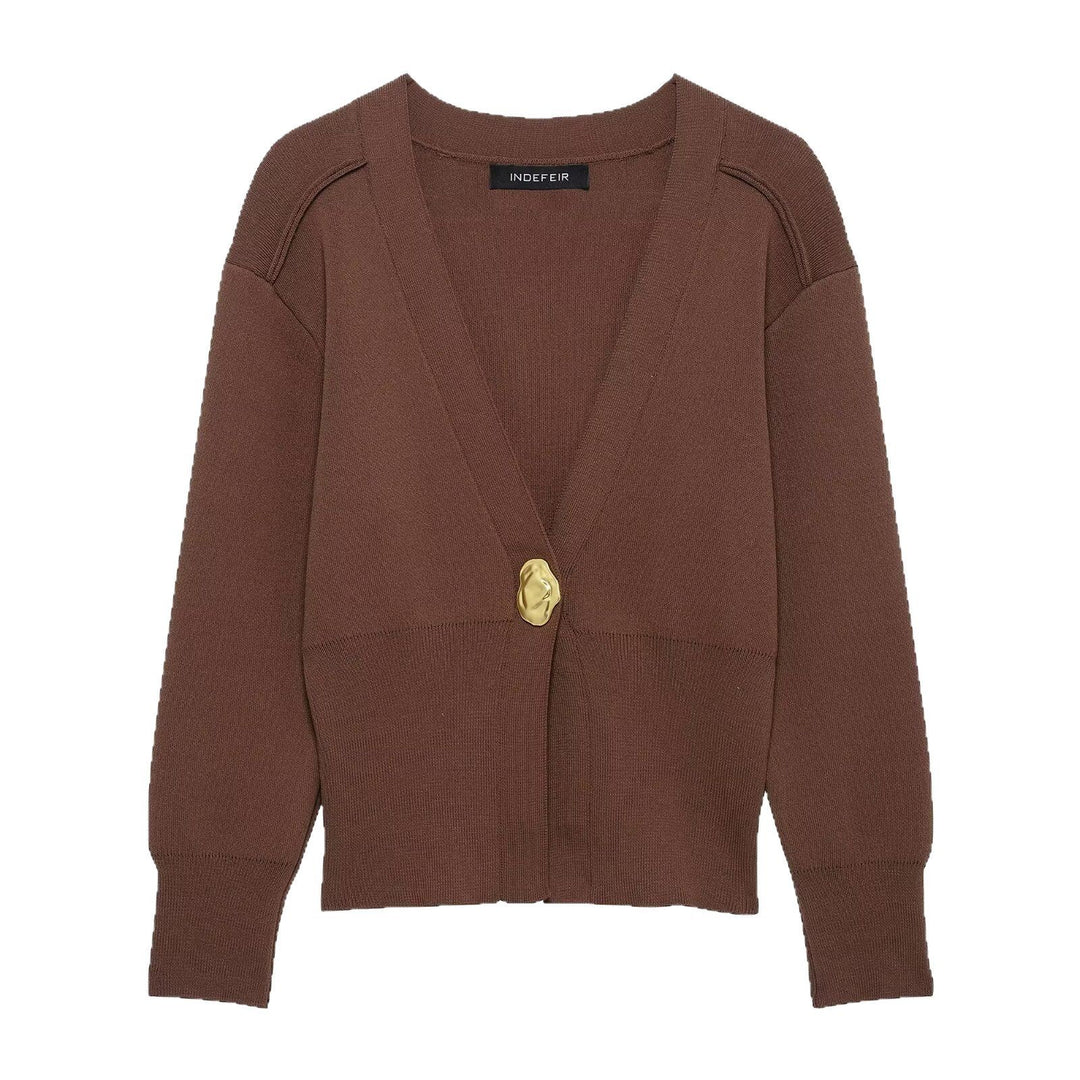 Damen lässige Strickjacke mit dekorativen Knopfdetails und elegantem Schnitt R&B