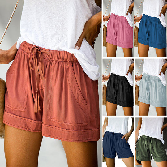 Damen Bequeme Sommer-Shorts mit elastischem Bund und praktischen Taschen R&B