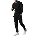 Herren nan athletisches Longsleeve- und Nahtdetail-Jogginghose-Set mit schlanker Passform R&B