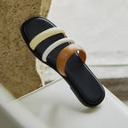 Damen modische Zehentrenner-Sandalen mit eleganten Riemen und komfortablem Fußbett R&B