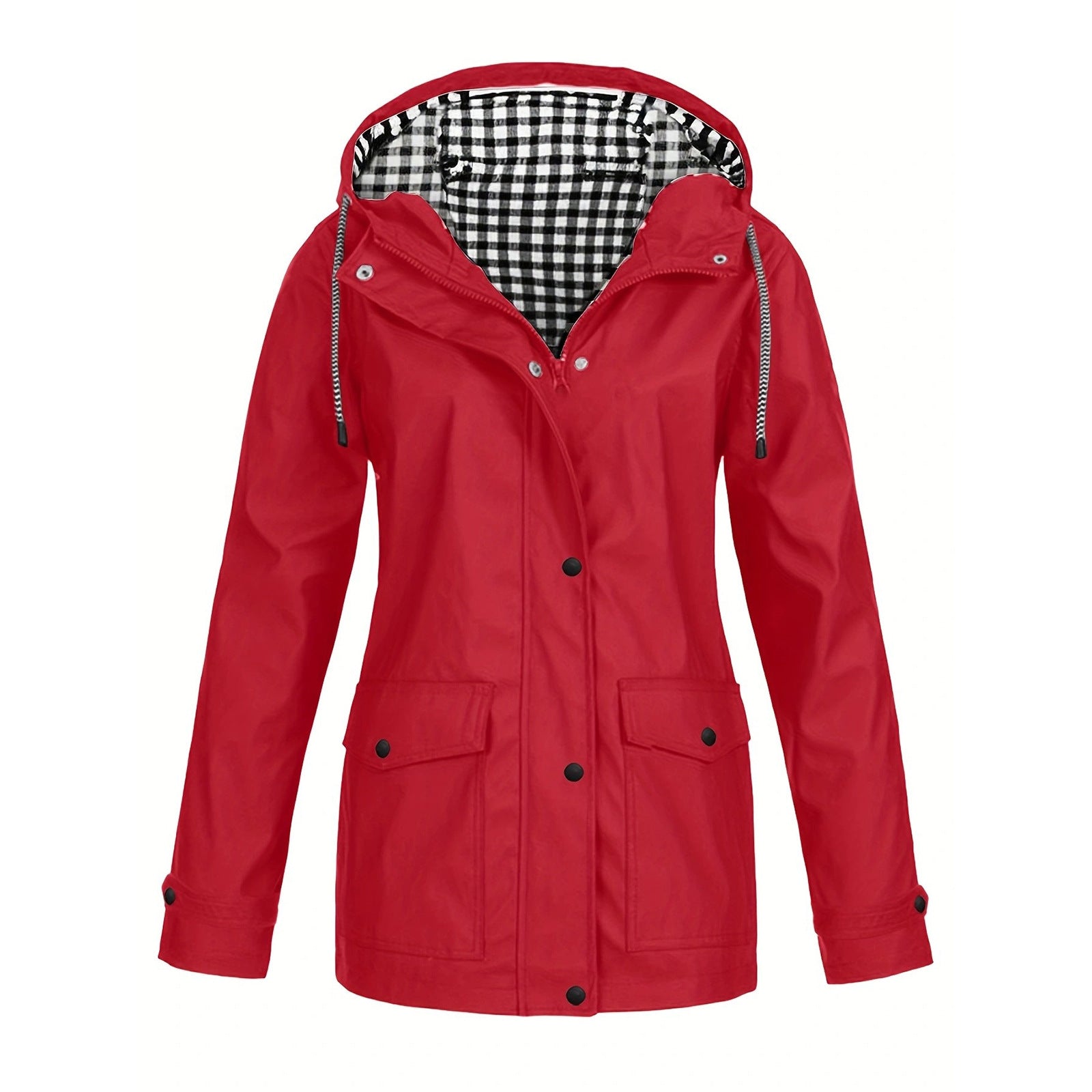 Damen modische Regenjacke mit kontrastierendem Innenfutter und praktischen Taschen R&B