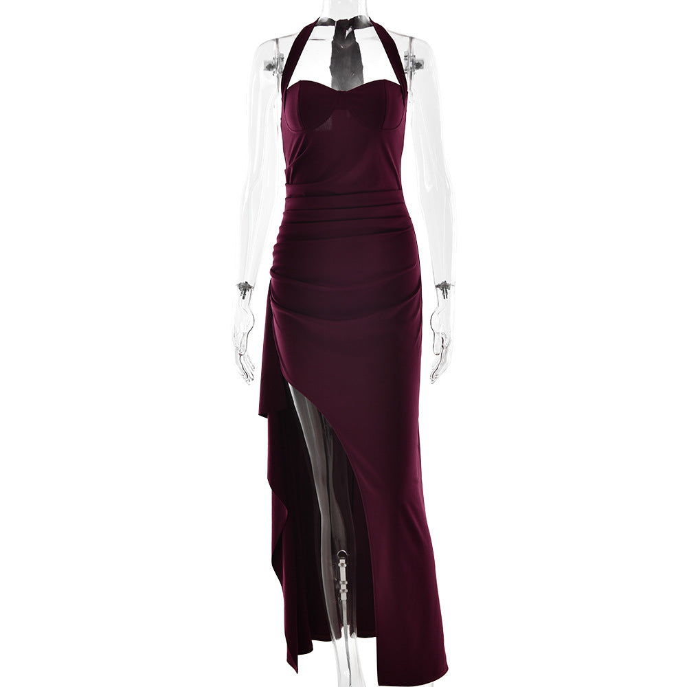 Damen Elegantes Halterneck Abendkleid mit seitlichem Schlitz R&B