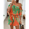 Damen Off-Shoulder Jumpsuit mit floralem Design und elastischem Bund R&B